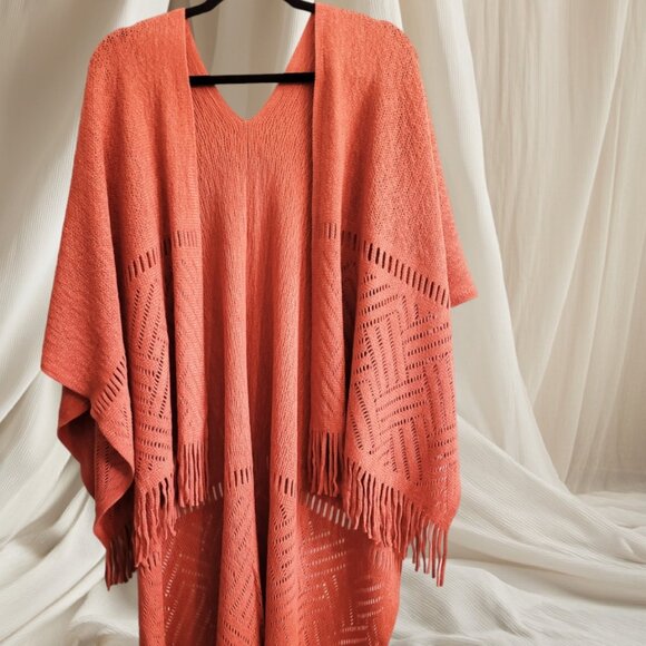 Elegant Herringbone Whisper Shawl Ruana Wrap - Picture 1 of 5